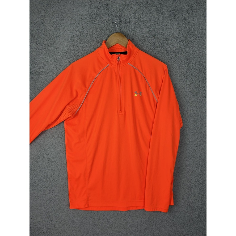 Under Armour Pullover Mens Medium Orange 1/4 Zip Long Sleeve Running Top Mens